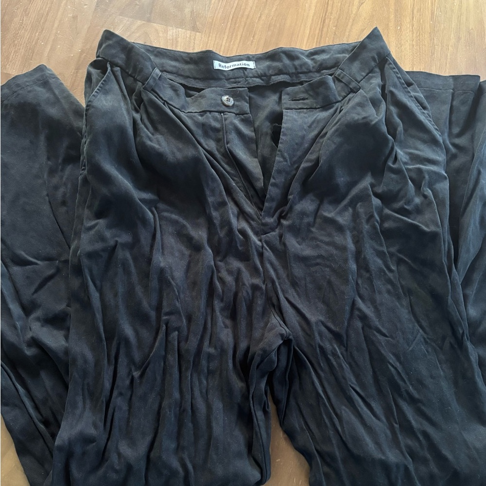 Reformation Black Wide-Leg Mason Pants - Picture 2 of 2